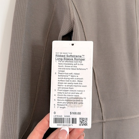 53. NWT Lululemon Ribbed Softstreme Long-Sleeve Romper Nomad Size 0 RARE - Picture 5 of 15